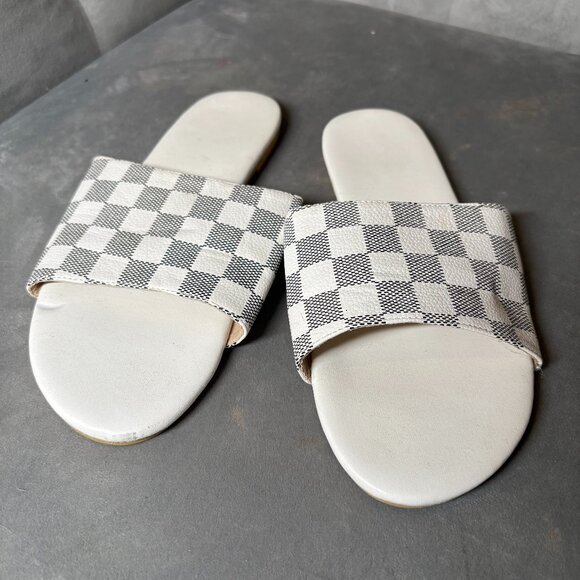 Checkerboard Slip-On Flat Sandals Black & White Slides – Women's‎ EU 40 - Picture 2 of 4